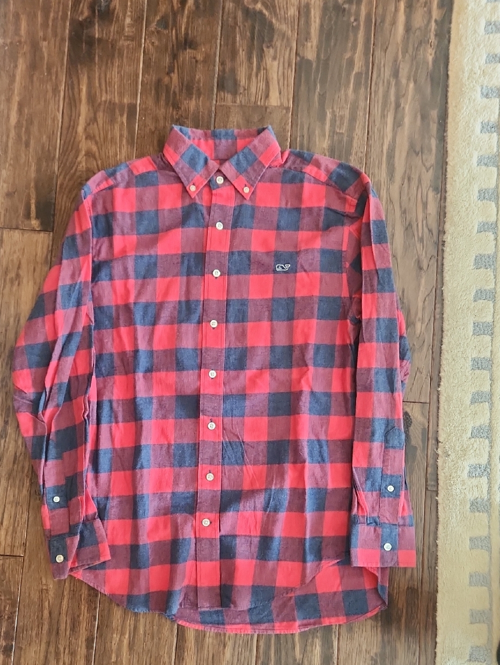 Vineyard Vines Red and Navy Buffalo Plaid Button-Down Shirt